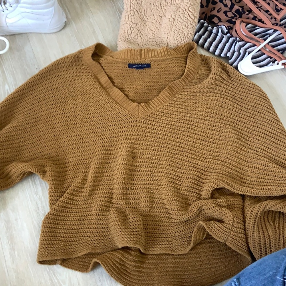 Cable knit burnt orange sweater